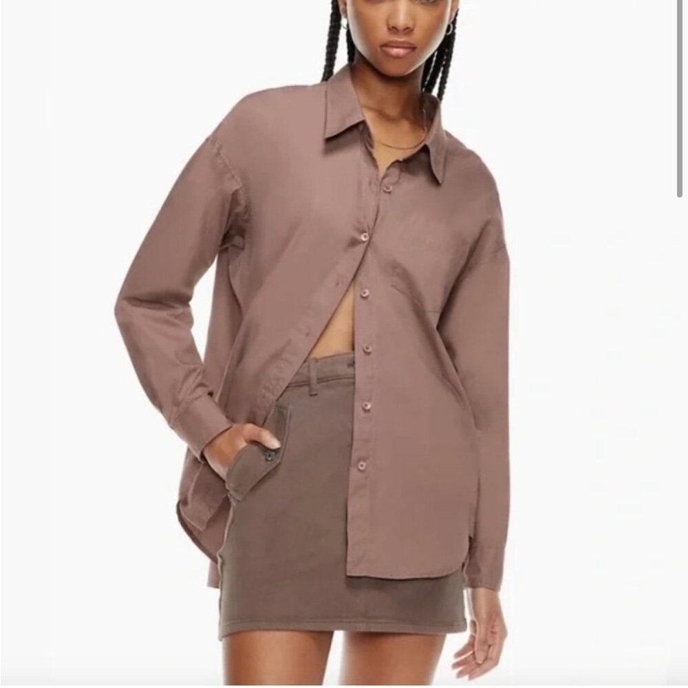Aritzia Wilfred Free Boyfriend linen Button up shirt